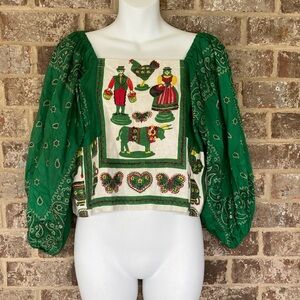 Selina Sanders, Custom-made Top Bandana Puff Sleeves Square Neckline